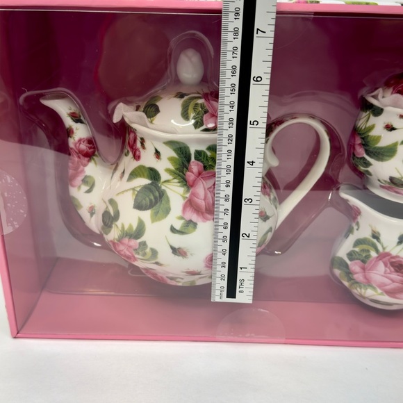 Kent Pottery Rose Patterned Tea Set with Pink and Green Accents New - Picture 7 of 15